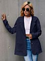 Ladies Blazers Casual Top Women Long Coat Corduroy Pocket Single Breasted Blazer Solid Suit Jacket