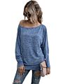 Women's Casual Solid Tops Loose off Shoulder Long Sleeve T-Shirt Ladies Clothing