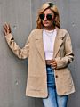 Ladies Blazers Casual Top Women Long Coat Corduroy Pocket Single Breasted Blazer Solid Suit Jacket