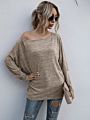 Women's Casual Solid Tops Loose off Shoulder Long Sleeve T-Shirt Ladies Clothing