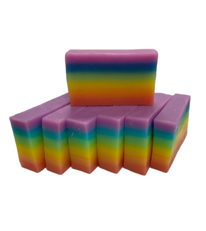 Private Label Natural Organic Cleaning and Moisturing Palm Oil Rainbow Handmade Soap