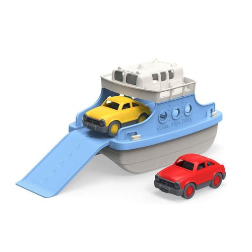 Action Figures Ferry Boat with Mini Cars Bathtub Toys Green Toy Blue and White for Kids