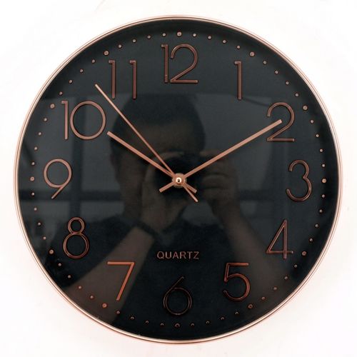 Fashional 3D Numbers round Modern Rose Gold Non-Ticking Plastic Quartz Clock Wall Home Decor