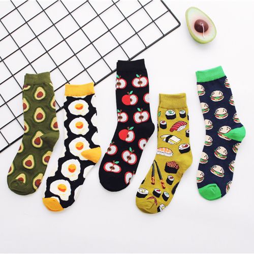 Low Cost Women Warm Funny Avocado Egg Sushi Pattern Socks