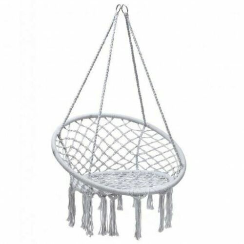 Macrame Swing Chair Macrame Hammock Chair Hanging Cotton Rope Hammock Swing Chair Indoor/Outdoor