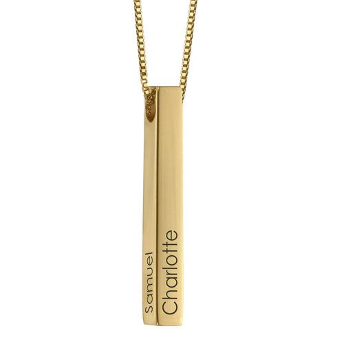 Olivia Personalized Coordinates Initials Dates Rectangle Bar Necklaces Women Jewelry Engraved 3D Bar Necklace
