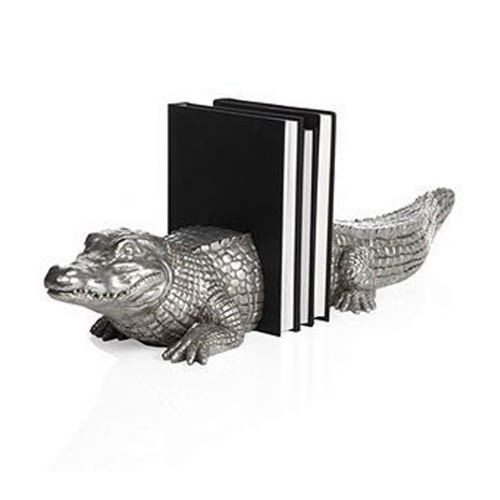 New Product Resin Silver Alligator Bookend