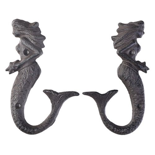 Rustic Antique Decorative Mermaid Cast Iron Wall Hanging Hooks