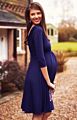 Pleated Deep V-Neck Maternity Nursing Dress