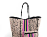 Personalized Waterproof Small Zippered Pink Black Gold Stripe Camo Black Leopard Neoprene Tote