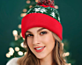 Warmth Acrylic Knitted Adult Jacquard Snowflake Ball Christmas Beanies Hat