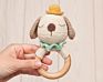 Wood Baby Teether Handmade Crochet Dog Rattle Wood Ring Baby Toys Animal Teething Toy Baby Wooden Teether