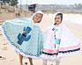 Kids Print Stripes 100% Cotton Hooded Beach Poncho Towel with Tassel