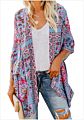 Kimono for Women with Loose Casual Style Open Front and Floral Print for Beach Coats