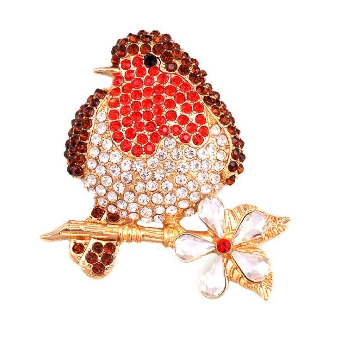 Rhinestone Brooches for Women Bird Brooch Pin Jewelry Colourful Crystal Flower Brooch