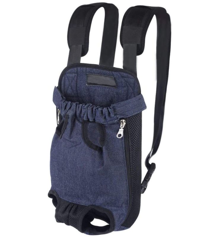 Adjustable and Legs Out Pet Backpack Carrier Denim Front Pack Kangaroo Pouch Dog Carrier