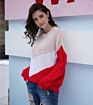 Sweaters De Lady Oversize Striped Top Contrast Color Sweater Jumper Women Crew Neck Knitwear Pullover Mujer