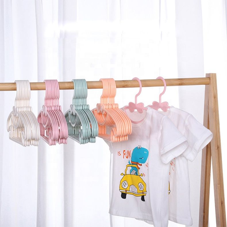 Plastic Clothes Hangers Bowknot Shape Baby Children's Multifunctional Coats and Pants Rack