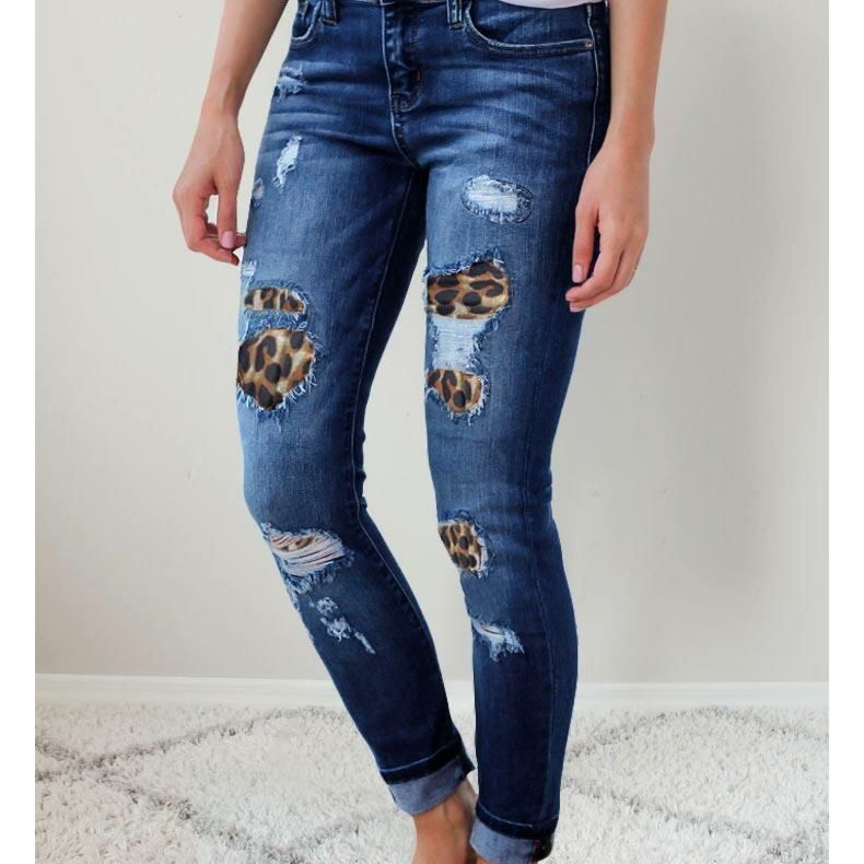 Women Jeans Damaged Tight Super Skinny Ripped High Waist Womens Denim Stretch Pants