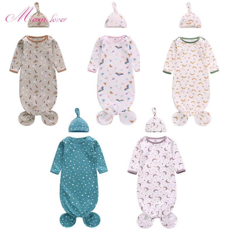 Cotton Jersey Newborn Sleeping Bag 0-6M Baby Safe Sleep Sack Knotted Baby Gown Unisex Newborn Baby Sleeping Bag