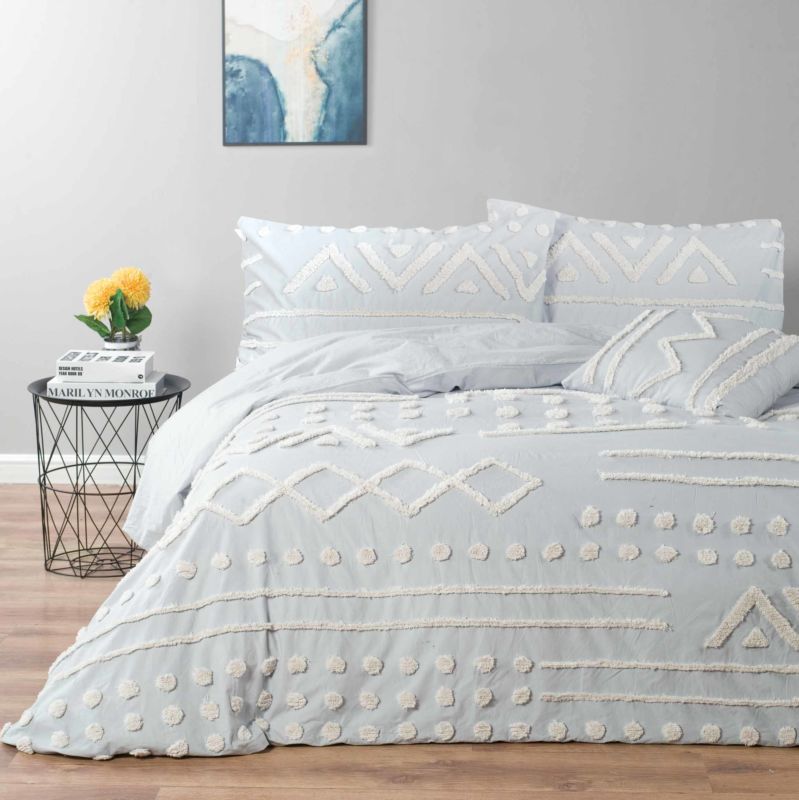 Aoyatex 3Pc Clipped Bedding Set Cotton/Poly Jacquard Comforter Set