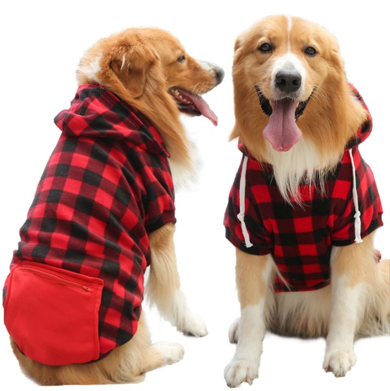 Classic Multicolor Plaid Soft Fabric Dog Hoodie Small Medium Dog Sweater Autumn and Pet Apparel
