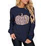 Tkop1959 Fall/ Women's round Neck Halloween Pumpkin Leopard Print Long Sleeve Women Sweatshirt