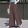 Spring Women's Cotton Linen Casual Long Pants High Waist Wide Leg Plain All Match Pant B13901X