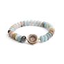 6/8/10Mm Raw Amazonite round Abacus Beads Stone Bracelet Gold Leaf Silver Cross Bracelet