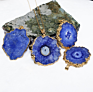 Women's Natural Raw Sliced Druzy Stone Agate Crystal Pendant Necklace Sunflower Necklace