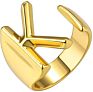 Flynee Jewelry Personalized Brass Gold Bold Initial Letter a to Z Open Alphabet Ring for Women