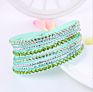 Korean Velvet Jewelry Stud Wrapped Handmade Crystal Rhinestones Paved Fancy Multilayer Pu Leather Bracelet