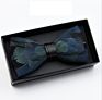 Fathers Day Novelty Weeding Feather Bow Tie Box Natural Material Neckwear Handmade Bow Ties