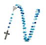 Blue Frosted Natural Stone Rosary Necklace 8Mm Rosary Zinc Alloy Cross Rosary Necklace
