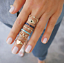 Boho Vintage Gold Star Knuckle Rings for Women Boho Crystal Star Crescent Geometric Female Finger Rings Set Jewelry