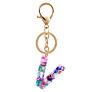 Direct Real Flower Resin Accessory Colorful Girl Alphabet Acrylic 26 Letters Resin Keychain