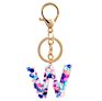 Direct Real Flower Resin Accessory Colorful Girl Alphabet Acrylic 26 Letters Resin Keychain