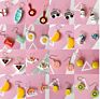 Creative Cute Simulation Fruits Dangle Drop Earrings Sets Statement Handmade Lemon Strawberry Hoop Earrings for Women Girls Jewe