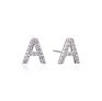 initial letter cubic zircon 925 sterling silver stud earring