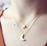 Korean Style Star and Moon Pendant Necklace Short Clavicle Chain Fashionable All-Match Women's Necklace