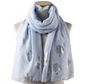 Nice Silver Gold Shimmer Foil Tree Printed Long Scarf Indigo Blue Pretty Print Scarf