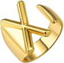 Flynee Jewelry Personalized Brass Gold Bold Initial Letter a to Z Open Alphabet Ring for Women