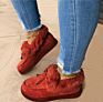Autumn Women's Casual Faux Fur Shoes Cute Bow Knot Fluffy Furry Slip-On Sneakers Ladies Plush Loafers Flats
