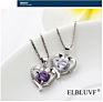 Elbluvf 925 Plated Alloy Copper Zircon Women Jewelry White Purple Sterling Silver Love Heart Necklace