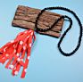 Handmade Wooden Disc Bead Beaded Pendant Women's Necklace Pearl Crystal Leopard Fabric Tassel Long Wool Chain