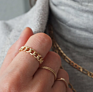 Modern and Timeless Eternit Band Handmade Dainty Women Wedding 18K Gold Curb Link Chain Ring