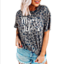 Women Short Sleeve Mama T-Shirt Gray Leopard Printed Mom Life Tshirt Vintage Tee Top Korean Clothes Asia Size