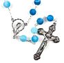 Blue Frosted Natural Stone Rosary Necklace 8Mm Rosary Zinc Alloy Cross Rosary Necklace