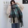 Colorful Plaid Blanket Scarf 100% Wool Fringe Pashmina Scarf Women