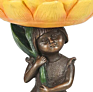 Cute Little Girl Holding Sunflower Bird Feeder Resin Garden Statue